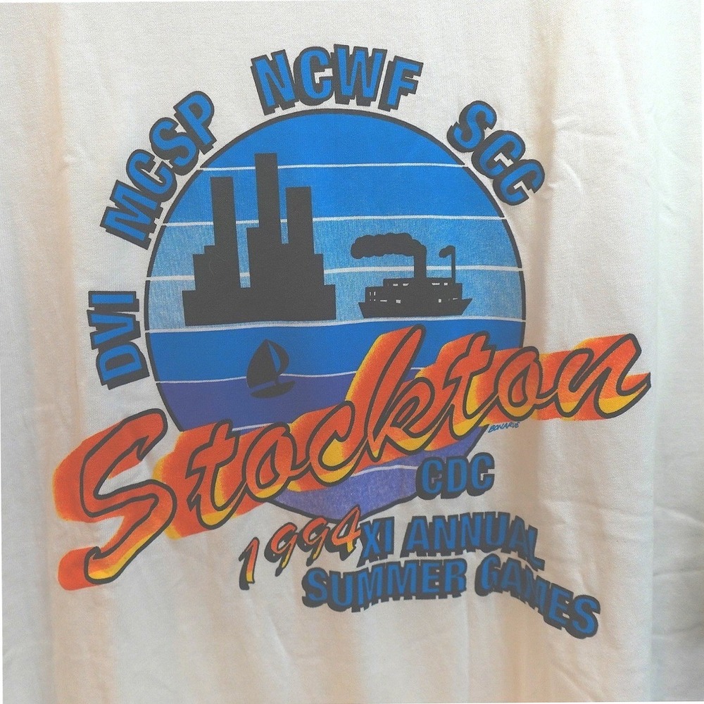 Vintage Stockton California Summer Games T-Shirt Men's‎ XXL Hanes Single Stitch